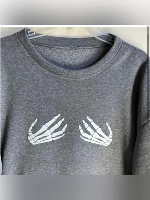 Skeleton Hands Sweatshirt Gray Size 2X thumbnail 2