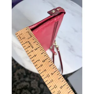 Coach Red Leather Zip Wristlet Wallet Clutch Card Holder w/ Strap thumbnail 4