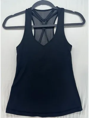 lululemon athletica Black Strappy Mesh-Back Tank thumbnail 1