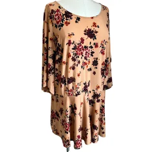 Cocomo Peach Orange Floral Tulip Sleeve‎ Tunic Blouse Plus Size 3X thumbnail 2