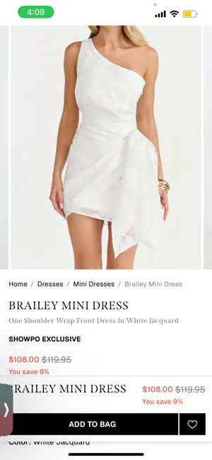 New Showpo BRAILEY Mini Dress One Shoulder Wrap Front Dress Size XS $119 thumbnail 3