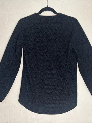 Anne Klein Black Textured Long-Sleeve Blouse Size Small. Beautiful fabric. thumbnail 6