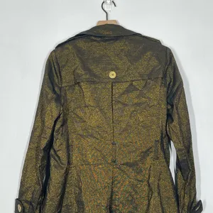 Wet Seal‎ Vintage Y2K NWT Trench Coat Size Large Gold Metallic Double Breasted thumbnail 5