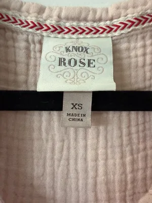 KNOX ROSE Blush Pink Embroidered Gauze Top Blouse Shirt Size XS thumbnail 3