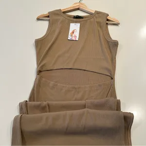 Women's Midi Bodycon Side Slit Sleeveless Cut Out Dress‎ Medium thumbnail 6