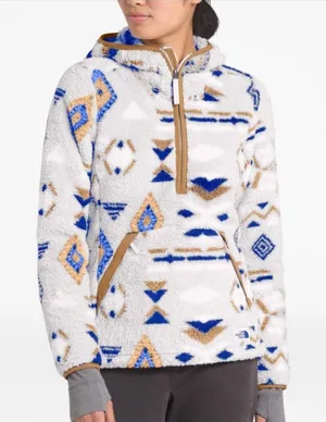 The North Face Hoodie Womens Aztec 1/4‎ Zip Sherpa Long Sleeve Elbow Patches XL thumbnail 1