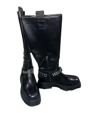 NEW Circus NY by Sam Edelman Hayes Women's Black Leather Stud Motorcycle Boot thumbnail 10