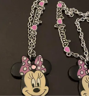 Disney Set Lot of 2 Minnie Mouse Best Friends Necklaces Necklace silver chain 18” New thumbnail 3