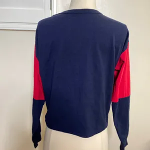 GAZE women's long sleeve crop top shirt in red, white, and blue thumbnail 3