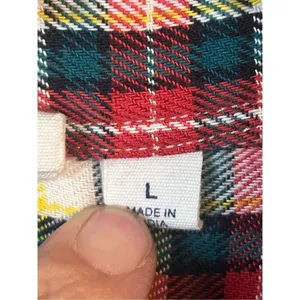 GAP Flannel Shirt Women's Large Green Red Plaid Long Sleeve Button Up (4036) thumbnail 4