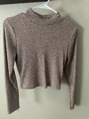 Brown Ribbed Mock Longsleeve thumbnail 1