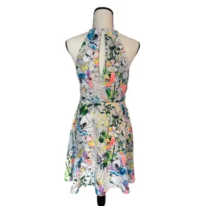 Express Floral High Neck Dress – Watercolor Print, A-Line Fit & Flare, Size 8 thumbnail 2