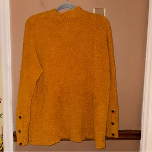 Sabrina Lauren New York mock neck textured‎ teddy sweater orange yellow medium thumbnail 2