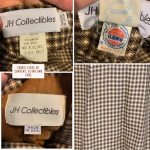 Vintage 1980'S Jh Collectibles Brown, Tan & Blue Plaid Wool Blend Skirt Set (8) thumbnail 12