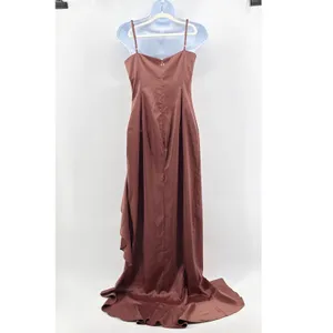 Nookie Sasha Satin Gown REVOLVE Mocha Brown Small NWT Ruffle Slit Formal Dress thumbnail 9