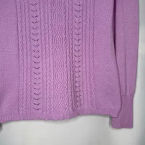 Peck & Peck 2 Ply 100%‎ Cashmere M Sweater Lilac Cable Knit Lightweight Pullover thumbnail 4