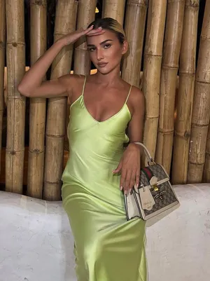 ZARA Dress light green Slip Midi Satin Effect Maxi Wedding Party thumbnail 1