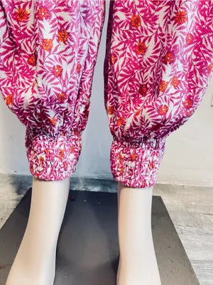 Anthropologie Pink Floral Drawstring Joggers thumbnail 5