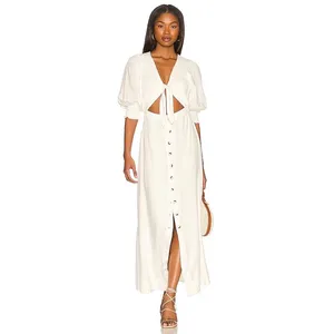 Free People String Of Hearts Maxi Dress Dress Linen Blend Ivory White Small thumbnail 5