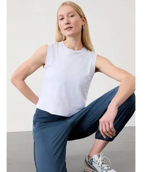 New Athleta L True Cotton Tank Gossamer Blue Large thumbnail 3