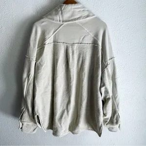 Free People Jordan Fleece Slouchy Jacket Washed Muslin Small Oversized Cozycore thumbnail 3