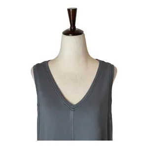 Flax Gray Jersey Knit V Neck Sleeveless Mini Tunic Dress‎ Size M thumbnail 3