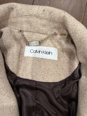 Calvin Klein Beige Wrap Trench Coat with Belt Size Medium Petite - C27-184 thumbnail 2