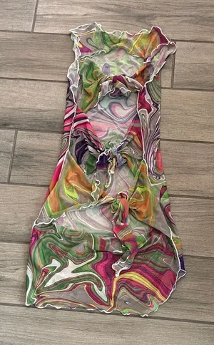 Multicolor Swirl Pattern mesh Dress thumbnail 1