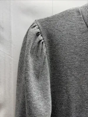 J. Crew NWT Heather Gray Silver Metallic Lurex Mock Neck Puff Long Sleeve Top thumbnail 4