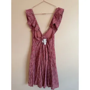 Madewell Dress‎ Women 8 Pink Floral Ruffle-Neck Tie-Back Mini Dress NK472 Boho thumbnail 5