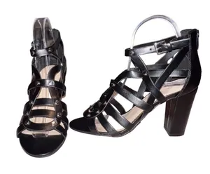 Marc Fisher Womens Lusa Caged City Sandals Black Ankle Strap‎ Size 6M EUC thumbnail 1