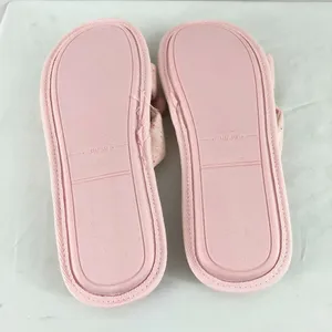 Womens Slide Slippers Strappy Fabric Bow Heathered Pink Slip On 38/39 US 7/8 thumbnail 4