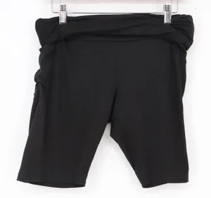 Black High Waisted Biker Shorts with Pockets Fold Over Waist Size Large thumbnail 1