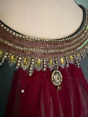 kurta features intricate Rhinestones rich fuchsia and crimson XL Dress Lined FFU thumbnail 5