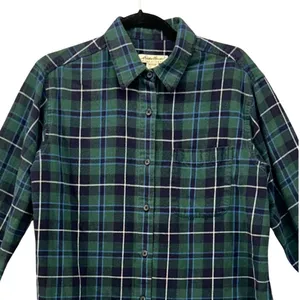 Eddie Bauer Flannel Button Up Shirt Green Medium‎ thumbnail 3