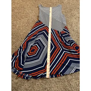 Maeve Anthropologie Cameron Striped Blue White Asymmetrical Swing Dress Size M thumbnail 7