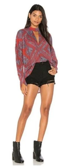 Free People Walking on a dream tunic keyhole top M Western Boho Festival thumbnail 1