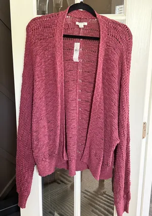 AMERICAN EAGLE Open-Front Knit Cardigan Rose Pink M NWT Boho Cottagecore thumbnail 1