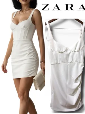 Zara | NWOT White Corset-Style Mini Dress (Size M) thumbnail 2