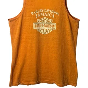 Harley Davidson Jamaica Orange Aztec Print Tank Top Novelty Motorcycle Comfort L thumbnail 7