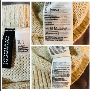 H&M Divided Long Sleeve Casual Knit Slouchy Sweater Oatmeal Cream L thumbnail 5