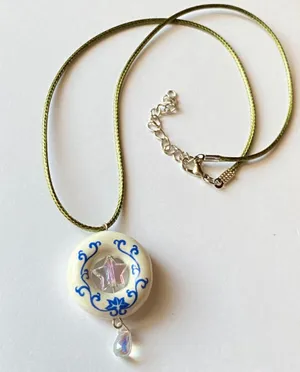 flower porcelain donut unique boho fairy whimsical necklace💐⭐️💧 thumbnail 5