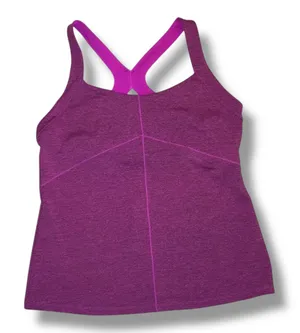 New Balance Womens Purple‎ Activewear Tank Top Stripe Built In Bra XL thumbnail 1