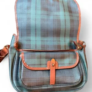 Vintage Polo Ralph Lauren Black Watch Plaid Leather Crossbody Saddle Bag thumbnail 3