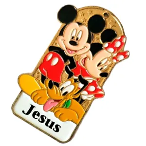 Vintage Disney Mickey Minnie Best Friends Jesus Name Keychain Charm thumbnail 1