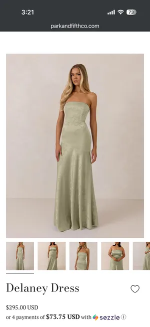 Park & Fifth Delaney Dress True Sage Jacquard Green Bridesmaid Gown XXS thumbnail 3