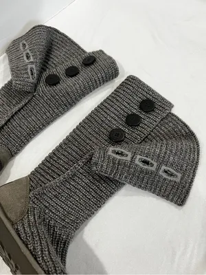Ugg Carly Boots Size 7 Heathered Gray Knit Tall Short thumbnail 2