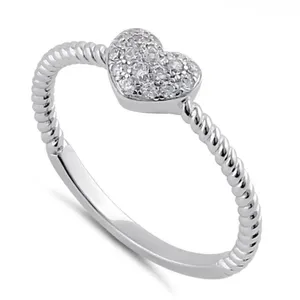 Sterling Silver SIZE 7 925  Clear Rope Heart Ring thumbnail 1