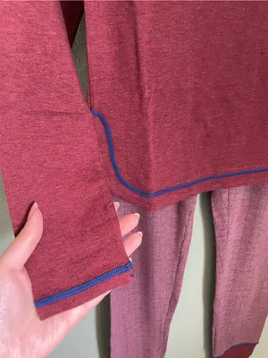 New Free People Thermal Lounge Set Henley Gorpcore Cabin Long Sleeve Maroon XS thumbnail 5