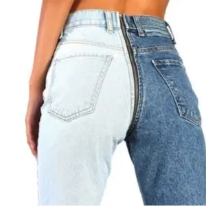 Revice split color full zippered denim jeans two color Size 24 light &‎ dark thumbnail 2